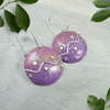 Purple Patterned Earrings. Copper and Silver Circles with Lilac Enamel