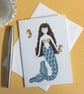 Coral Mermaid blank Card. 