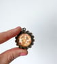 Vintage Style Dangle Earrings with Flower Art - Image 3