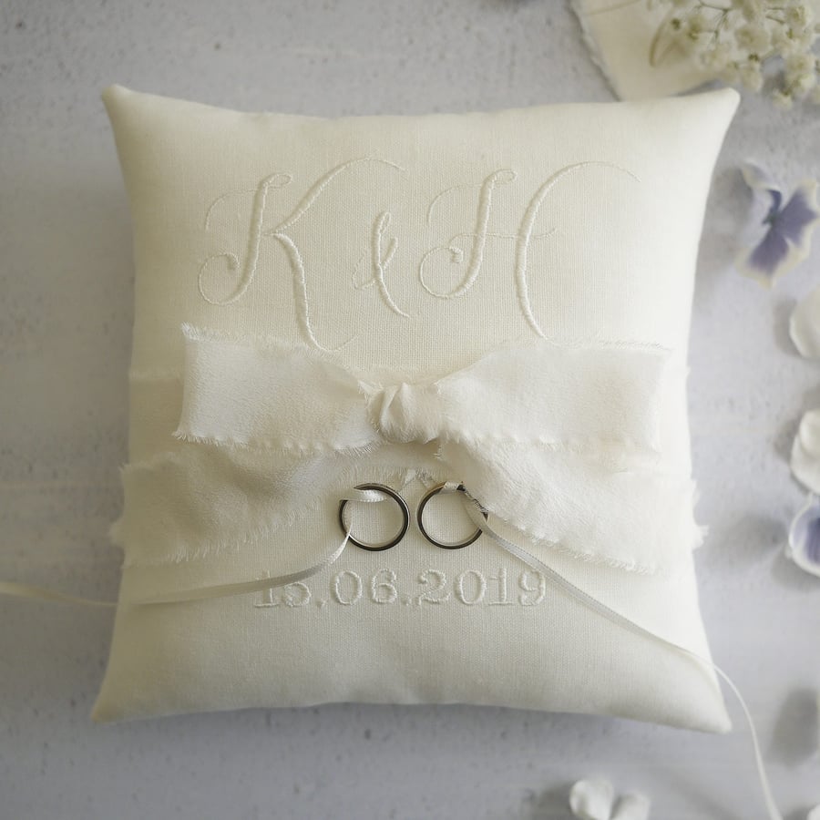 Personalised Wedding Ring Pillow Cushion