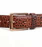 Mustard Tan Full Grain Crocodile Embossed Belt Gold-Tone Buckle Mens 38mm - Image 10