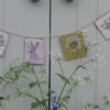 Hare and wild flowers wall hanging 75cm- Screen printed Bunting