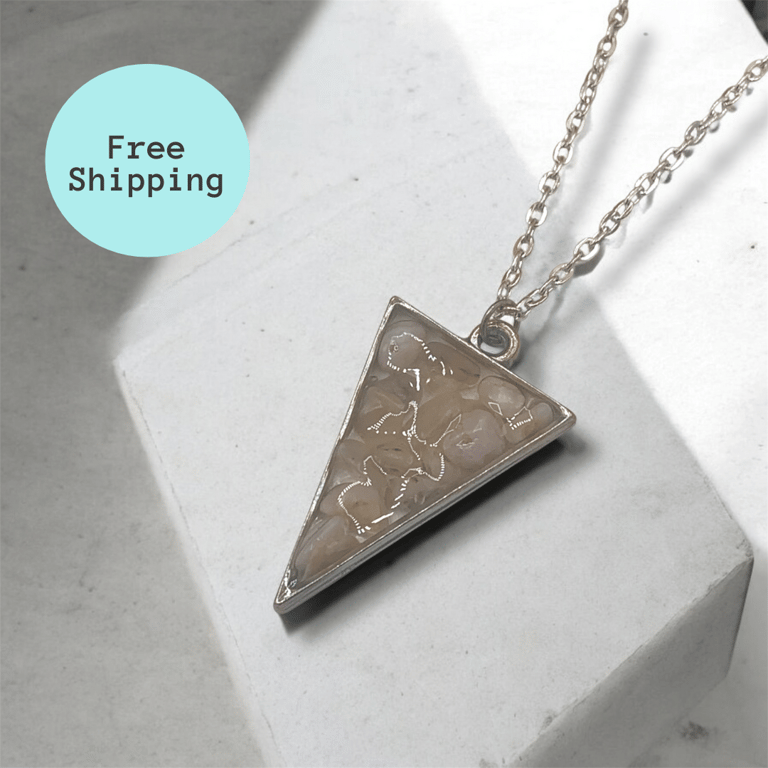 Libra Birthstone Jewellery - Pink Peruvian Opal Triangle Pendant