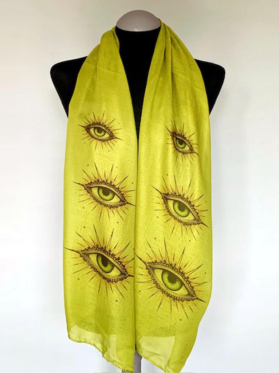 All Seeing Eye Scarf Divine Protection Gift. Army Green, Lightweight