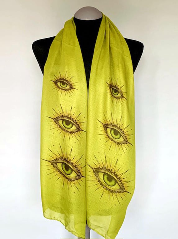 All Seeing Eye Scarf Divine Protection Gift. Army Green, Lightweight