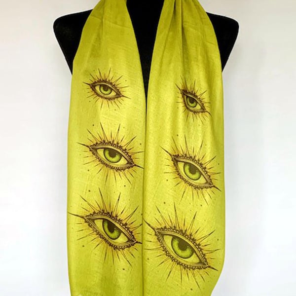 All Seeing Eye Scarf Divine Protection Gift. Army Green, Lightweight