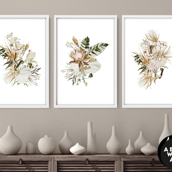 Home Decor Wall art, Wall decor living room set of 3 Tropical decor art prints, 