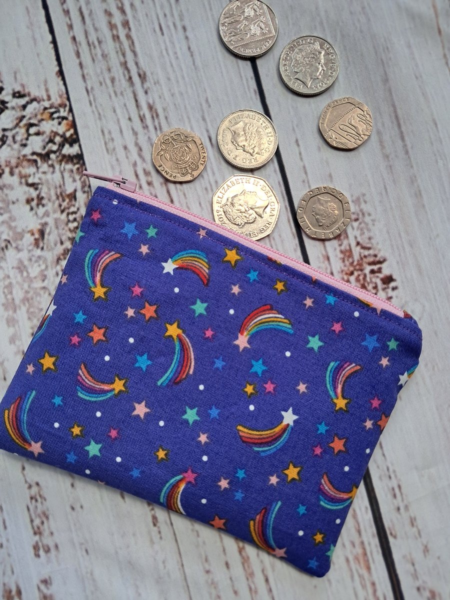 Shooting stars fabric coin purse