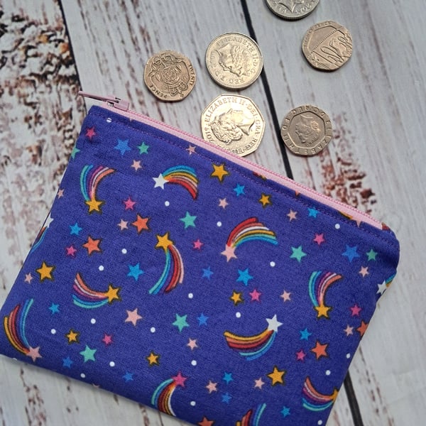 Shooting stars fabric coin purse