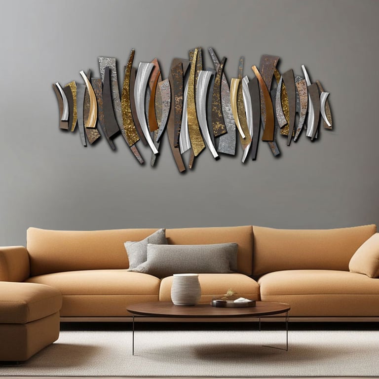 Abstract Metallic  Metal Wall Art – Handmade Contemporary Sculpture