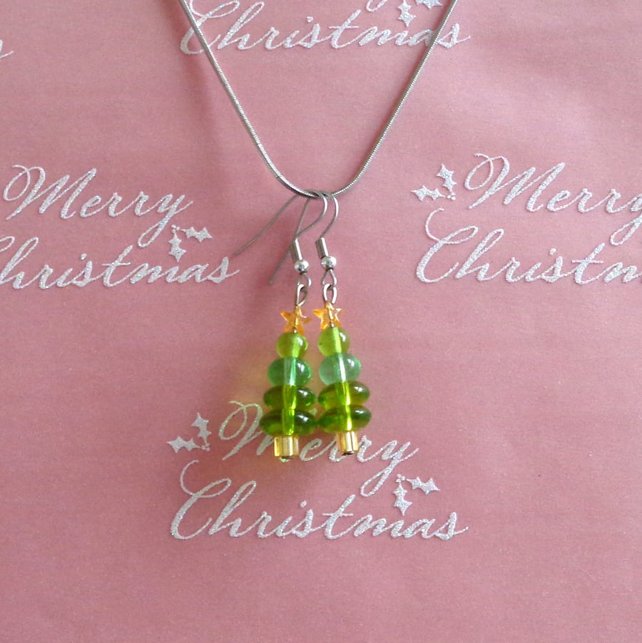 Christmas Tree with Star Topiary Earrings 