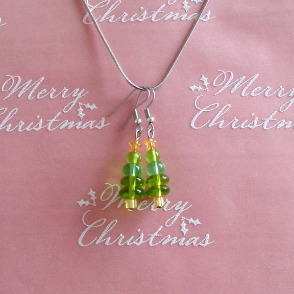 Christmas Tree with Star Topiary Earrings 