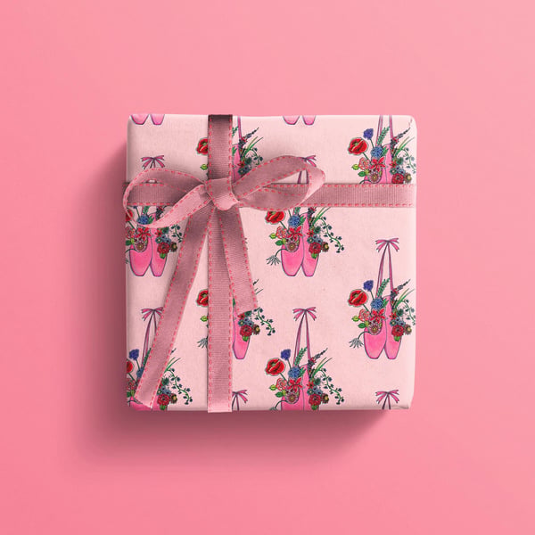 Ballet shoe wrapping paper for a ballerina or dancer