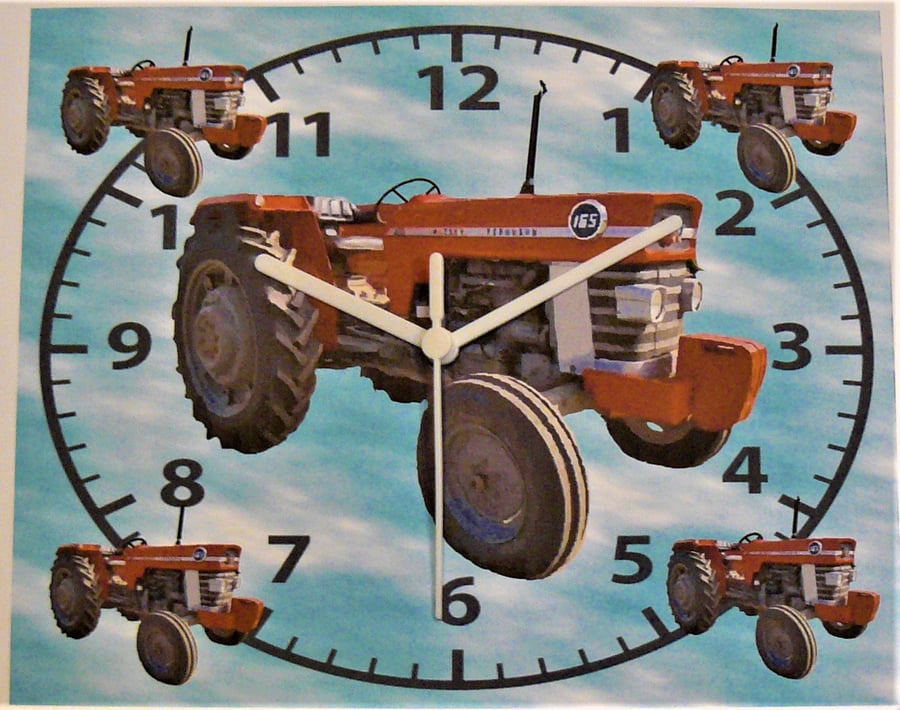 tractor red wall hanging clock massey ferg 165 classic ferg tractor clock red
