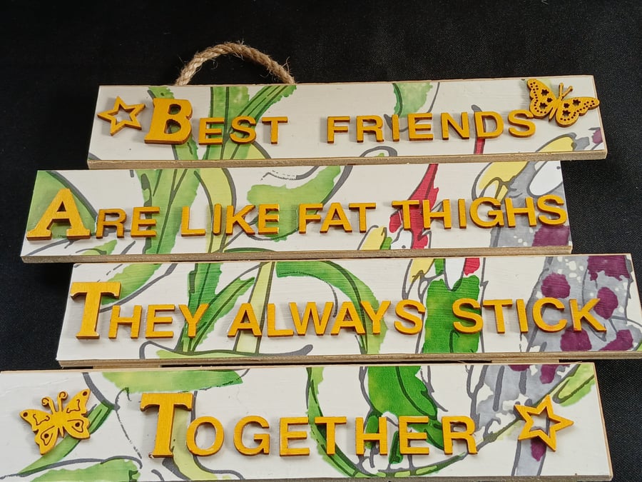 Hand decorated hanging wooden sign 