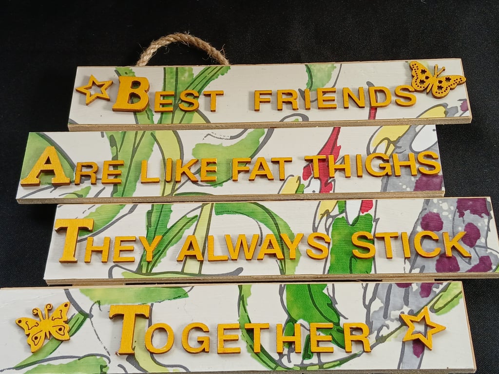 Hand decorated hanging wooden sign 