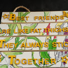 Hand decorated hanging wooden sign 