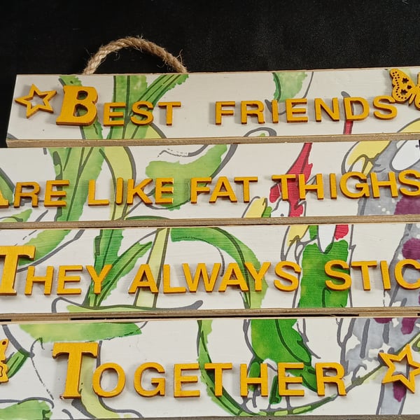 Hand decorated hanging wooden sign 