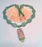 Green Flower Pattern Glass Rectangle on a Leaf & Round Bead Necklace & Earrings  - Image 9