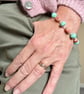 Teal and pink glass bead bracelet with extender chain.  - Image 5