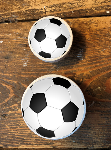Handmade Football pine door knobs wardrobe drawer handles decoupaged