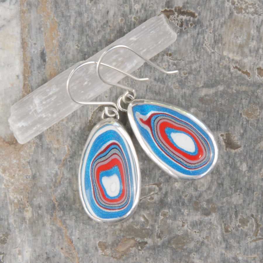 Super sparkly fordite and silver earrings
