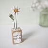 Clay Daisy Flower in a Printed Wood Block 'Little things