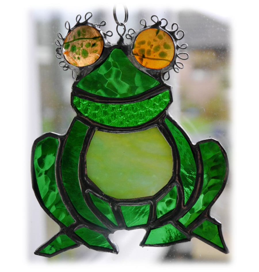 SOLD Frog Suncatcher Stained Glass Handmade 039