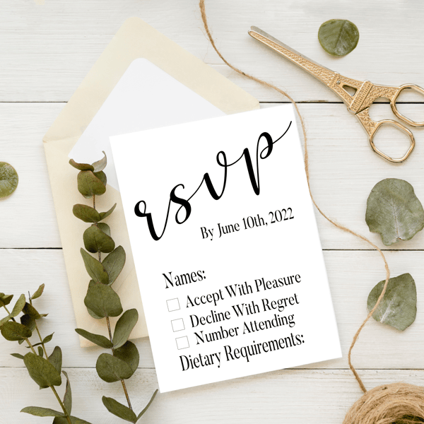 Rsvp Wedding Invitation, Personalised Wedding Stationery, Elegant Wedding Rsvp