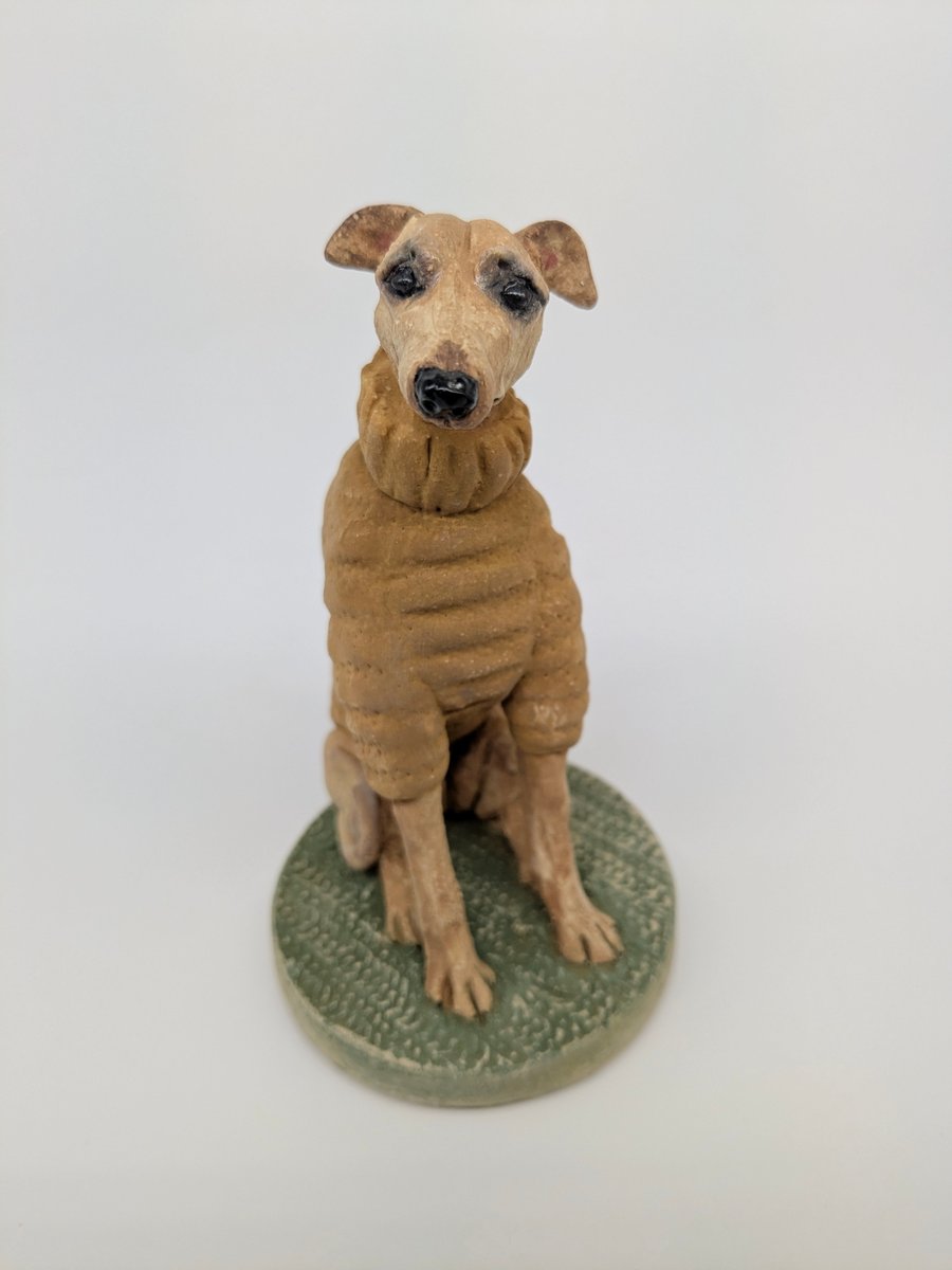 Whippet in Ochre Woolly Jumper