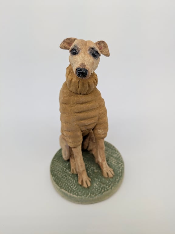 Whippet in Ochre Woolly Jumper