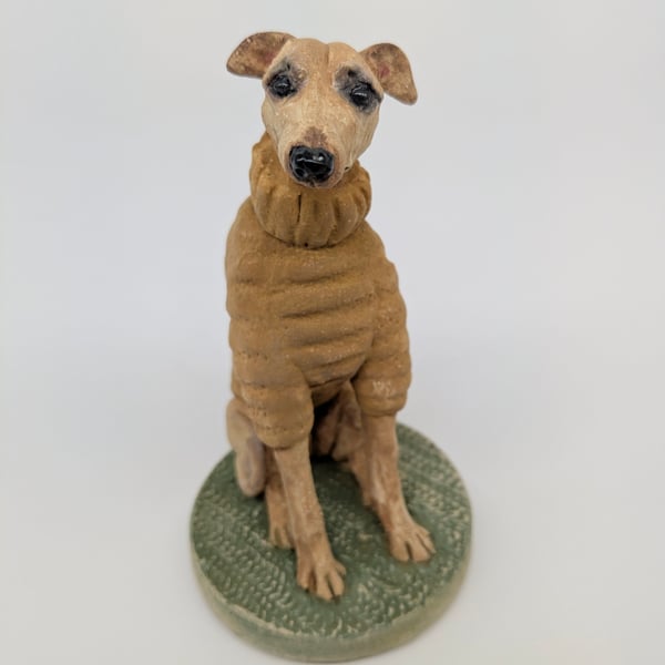 Whippet in Ochre Woolly Jumper