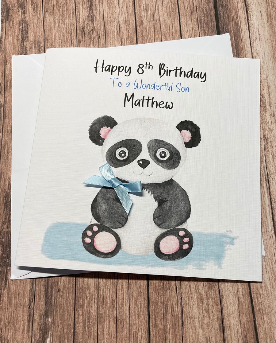 Panda Birthday Card Personalised For Boy Happy Birthday Son Grandson Nephew Boys
