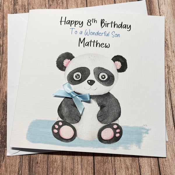 Panda Birthday Card Personalised For Boy Happy Birthday Son Grandson Nephew Boys