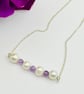 Freshwater Pearl & Amethyst Bar Necklace - Image 2