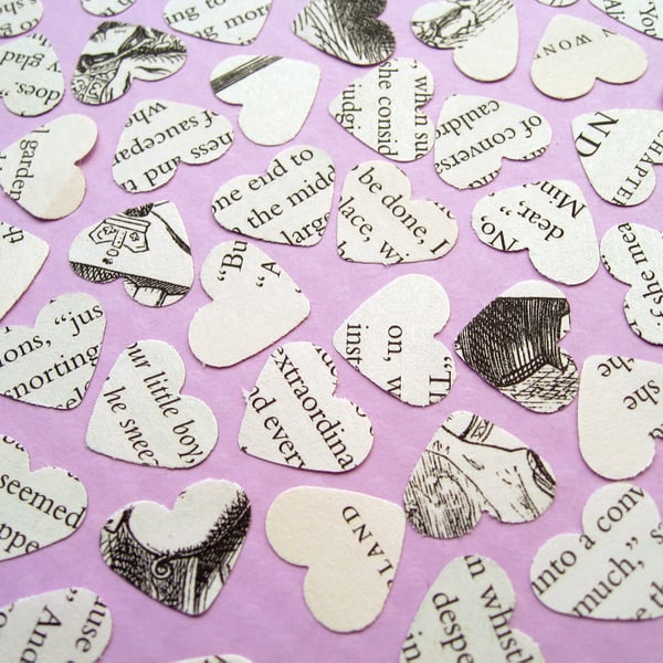 500 Alice In Wonderland Heart Book Confetti - Wedding Party - Table Decor