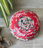 Small Red Pink Coiled Fabric Bowl  - Image 3