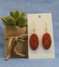 Oval Earrings with Gold Stripes - Image 1