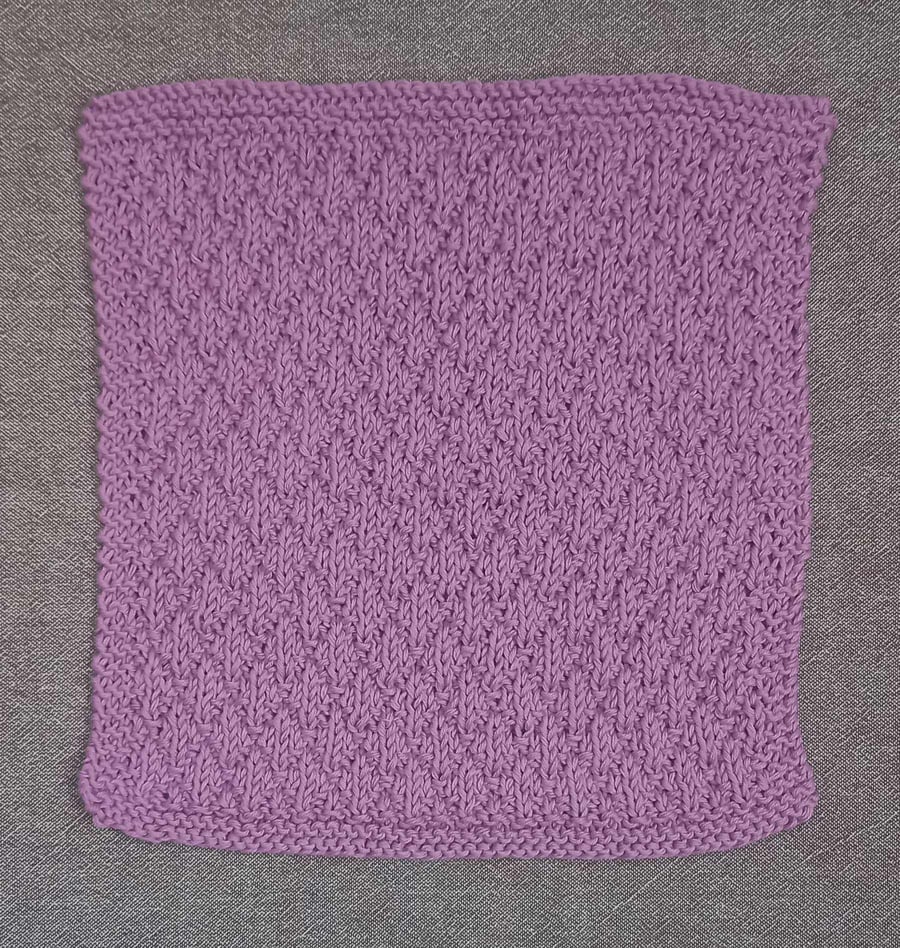 Pink hand knitted dishcloth 100% cotton