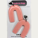 Pink Arch Earrings with Black Heart Stud Tops – Handmade Polymer Clay Statement 