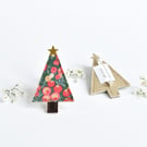 Liberty fabric Christmas tree brooch, Christmas pin badge, Christmas gift