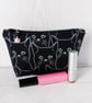 Black cats make up bag, zipped pouch, cosmetic bag - Image 6
