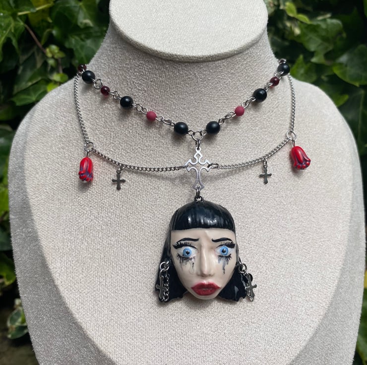 Enid - Crying Goth Girl Choker Necklace - Folksy