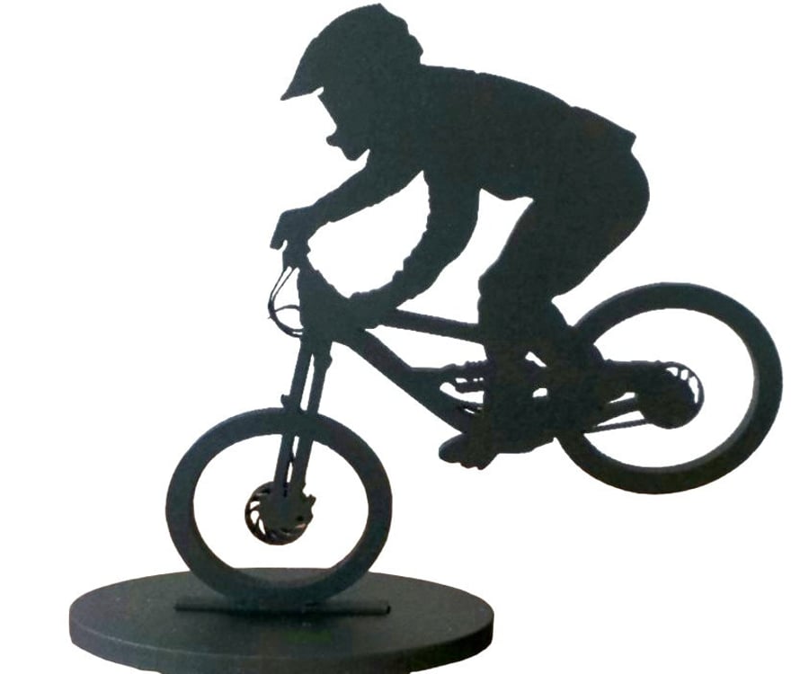 Freestanding BMX Bike with Rider Silhouette Art Figure