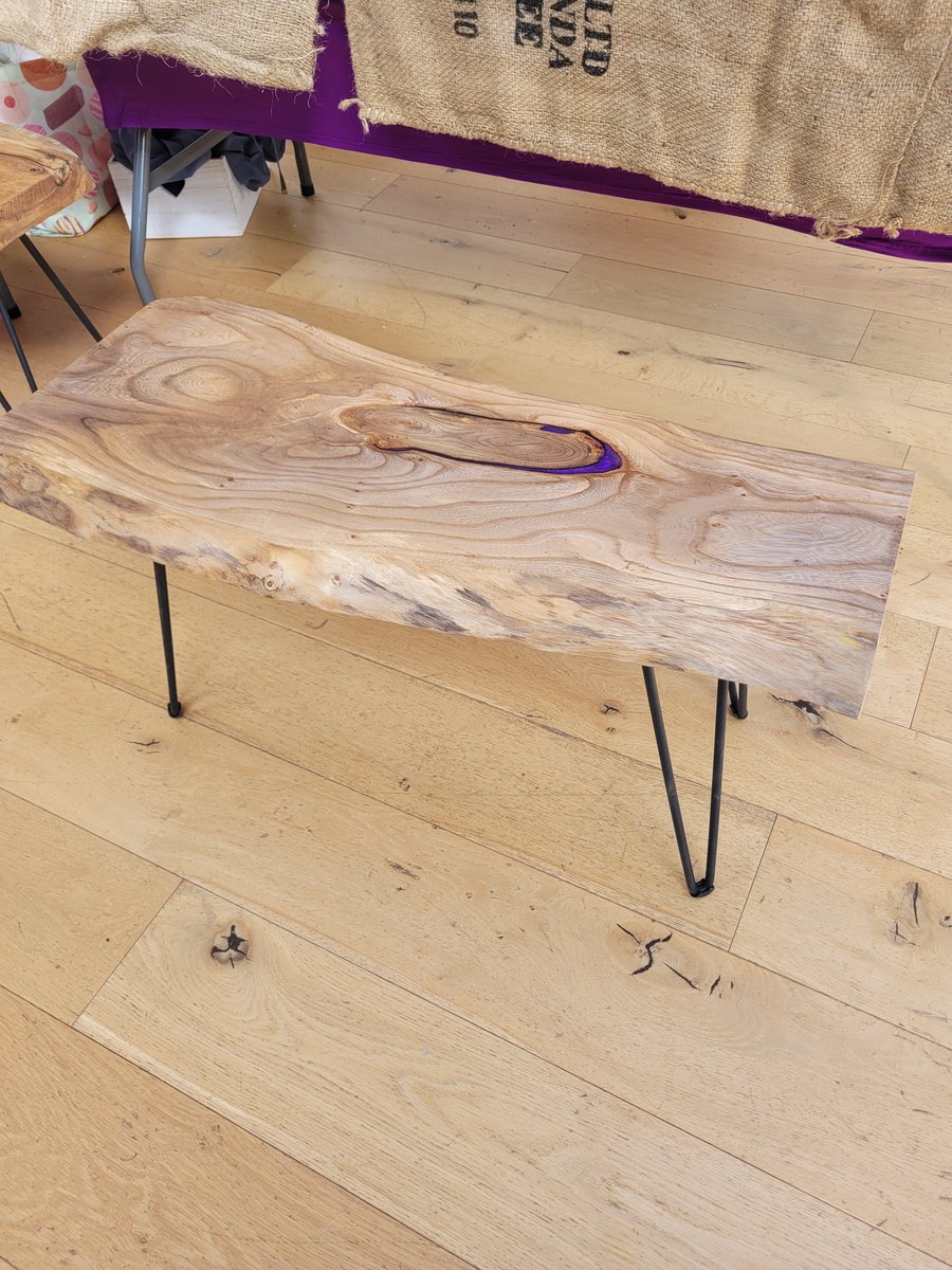 Elm live edge table with resin inlay