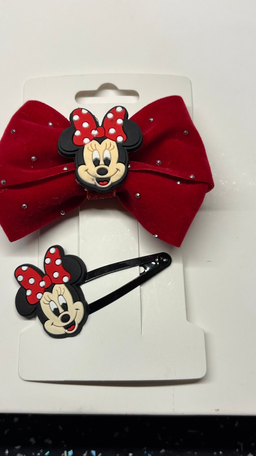 Matching Minnie bow & clip set
