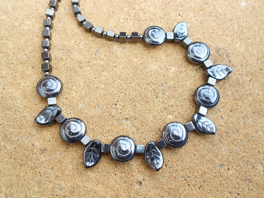 Haematite and Czech Glass Necklace