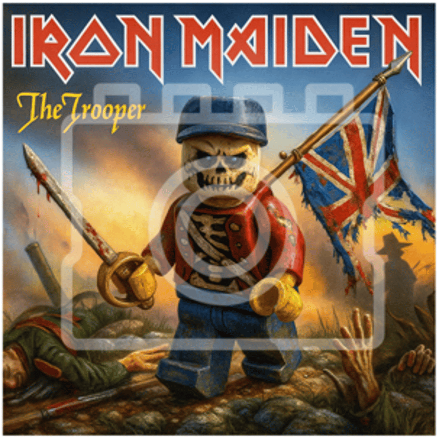 LEGO-Inspired Iron Maiden – The Trooper 5x5" Print (Mounted for 9x9" Frame)