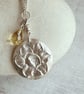 Sterling silver pendant with mini daffodill and citrine charm on a silver chain - Image 1