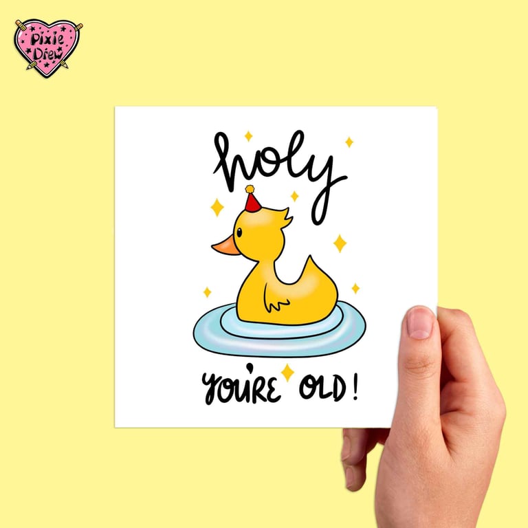 Happy birthday duck card with a cute  rubber bath duck